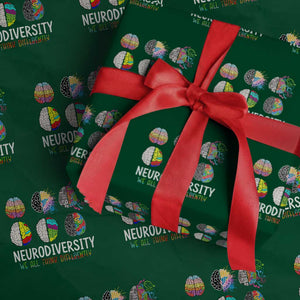 Embrace Neurodiversity Wrapping Paper Roll We All Think Differently TS02 Green Print Your Wear