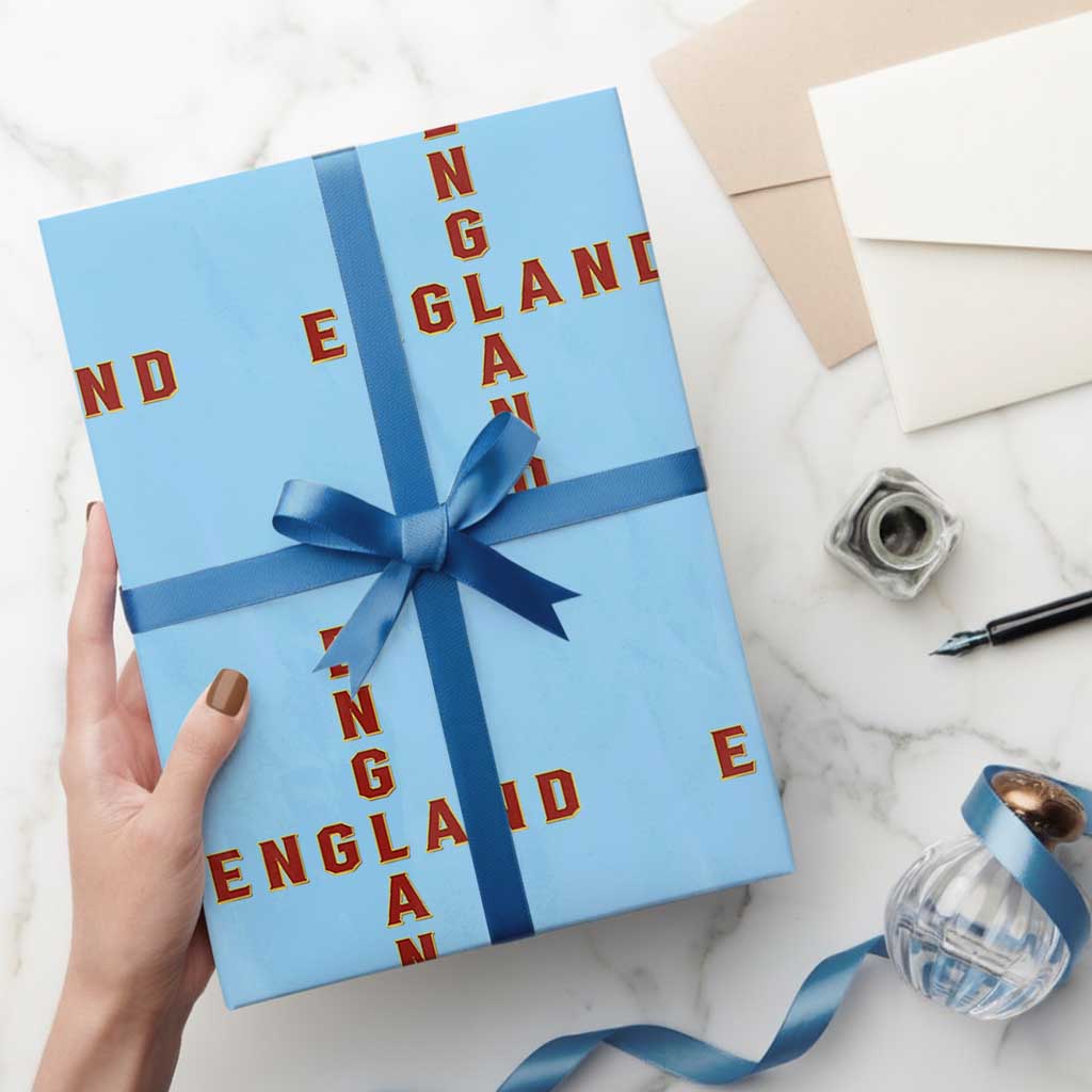 England Pride Cross Shape Typography Graphic Wrapping Paper Roll TS12 Light Blue Print Your Wear