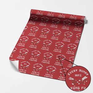 Every Bunny Was Kung Fu Fighting Wrapping Paper Roll Funny Cool Easter Graphic TS10 Red Print Your Wear