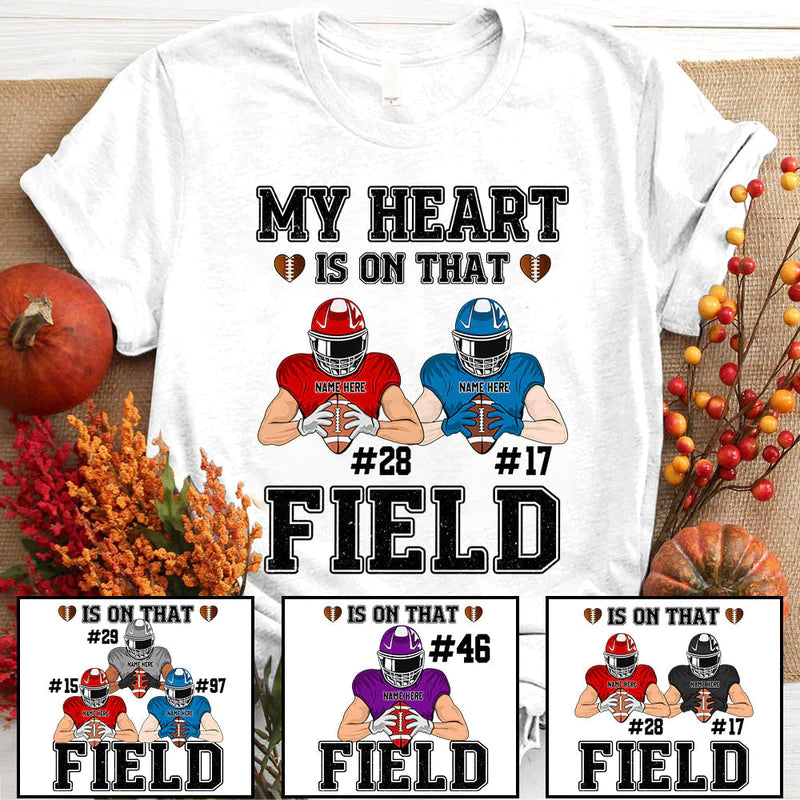 Personalized My Heart Is On That Field American Football Player T Shirt CTM Youth Custom - Printyourwear