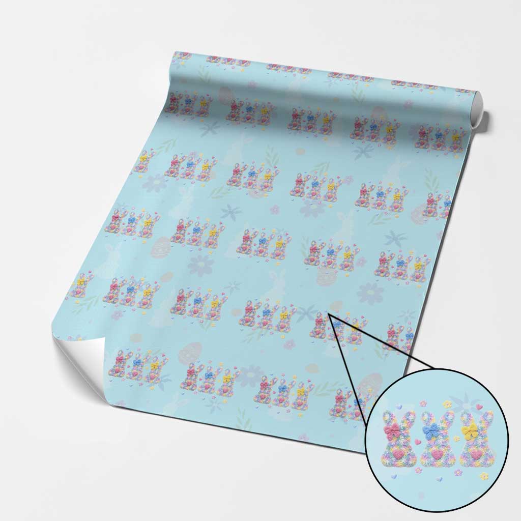 Faux Yarn Easter Bunny Effect Printed Wrapping Paper Roll Coquette Aesthetic Gift TS12 Light Blue Print Your Wear