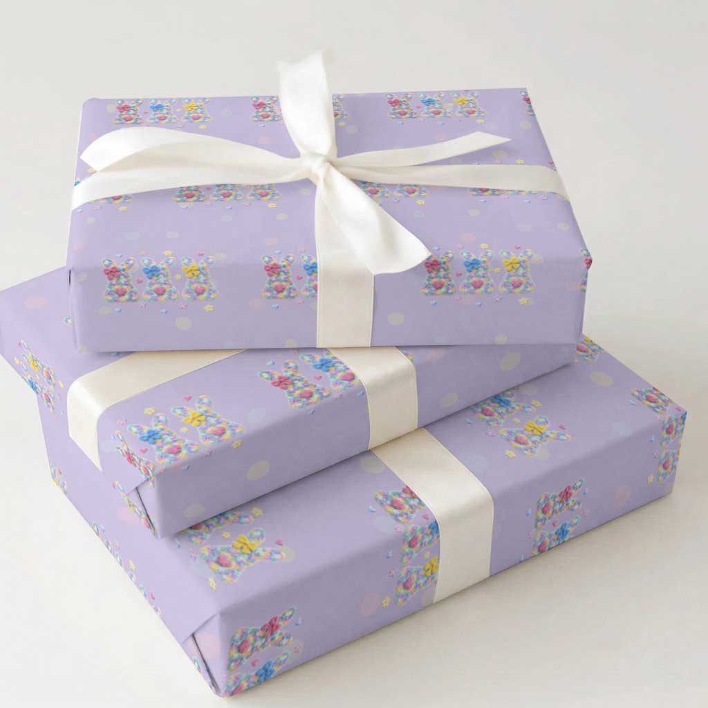 Faux Yarn Easter Bunny Effect Printed Wrapping Paper Roll Coquette Aesthetic Gift TS12 Violet Print Your Wear