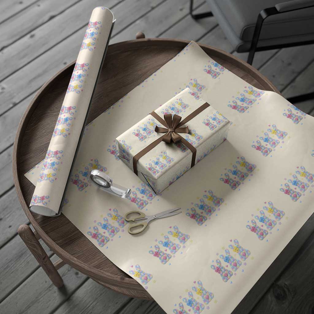 Faux Yarn Easter Bunny Effect Printed Wrapping Paper Roll Coquette Aesthetic Gift TS12 Beige Print Your Wear