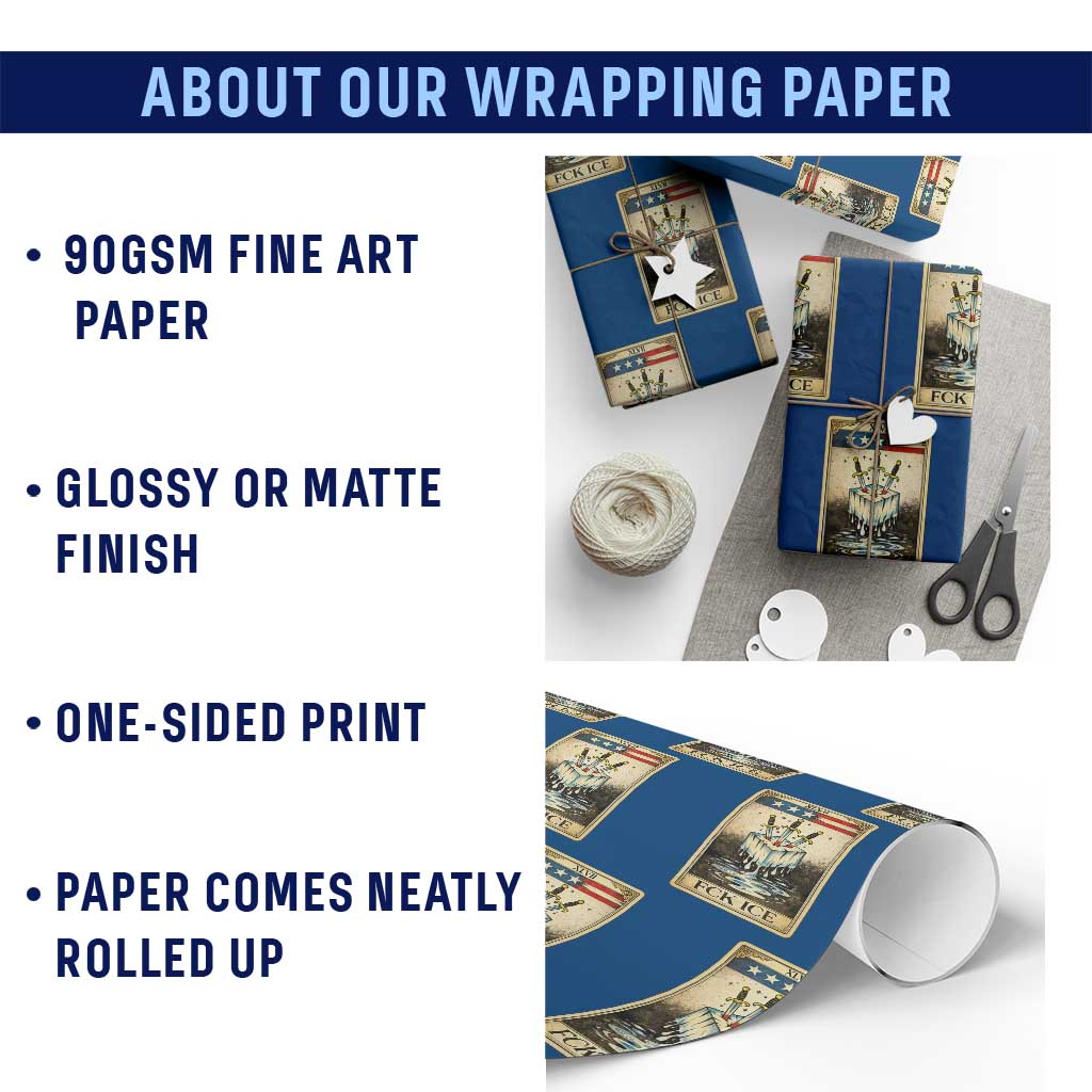 Fck Ice Wrapping Paper Roll Retro Tarot Card FDT Protest Satirical Graphic TS10 Print Your Wear