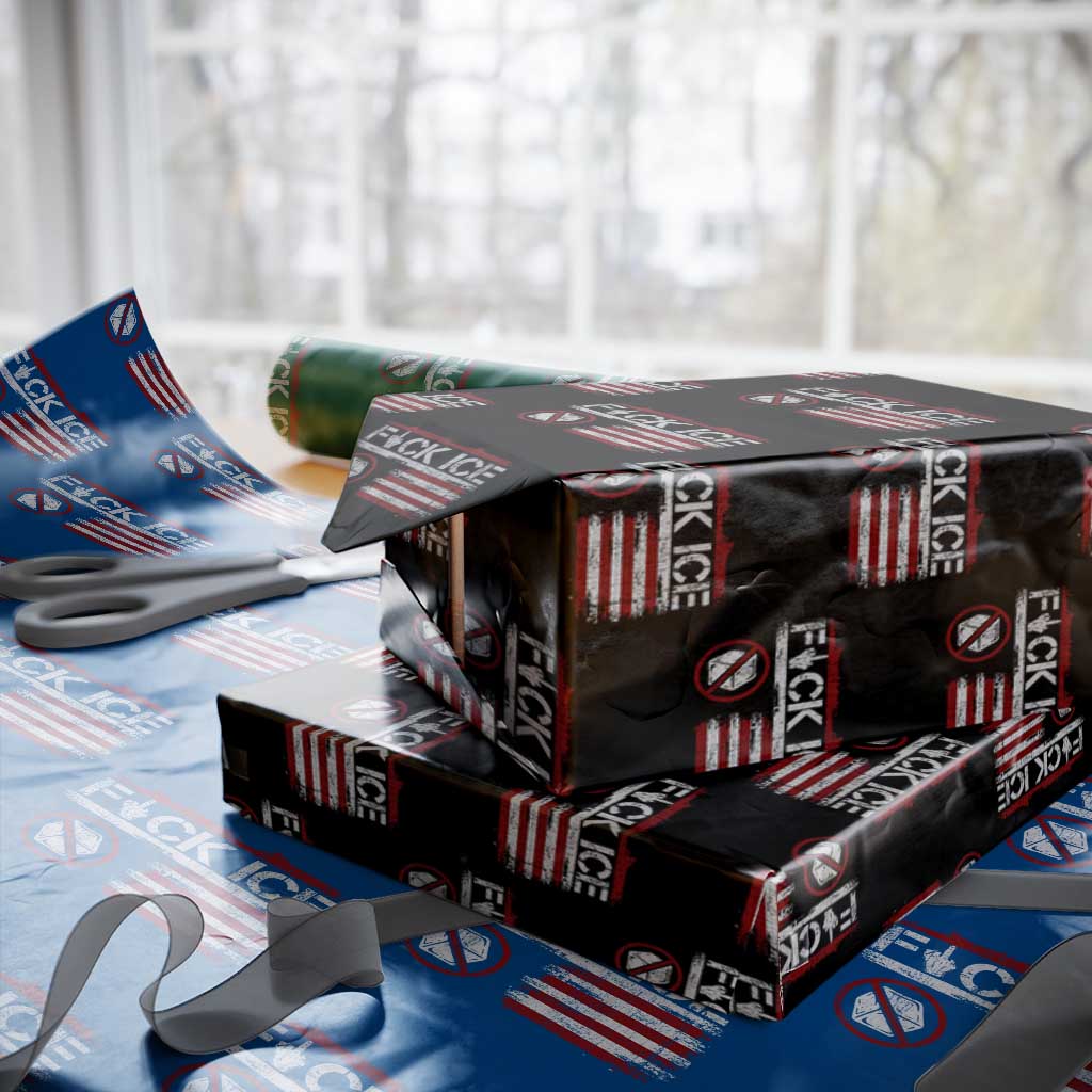 Fck Ice Wrapping Paper Roll Retro US Flag Subtle FDT Protest TS10 Black Print Your Wear