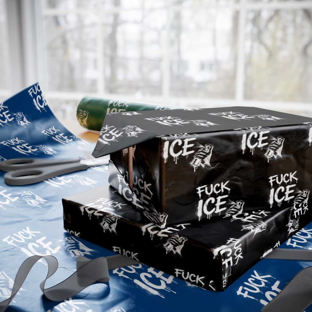Fck Ice Wrapping Paper Roll Vintage Graffiti No Human is Illegal TS10 Black Print Your Wear