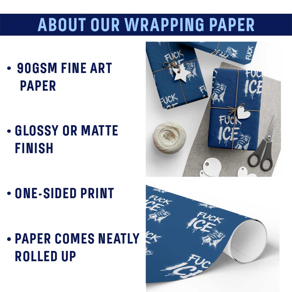 Fck Ice Wrapping Paper Roll Vintage Graffiti No Human is Illegal TS10 Print Your Wear