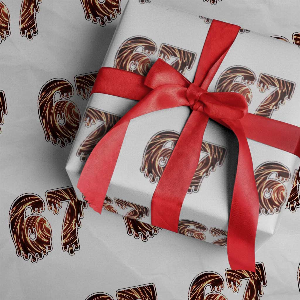 Fire Swirl Effect Printed Wrapping Paper Roll Six Seven Meme TS12 White Print Your Wear