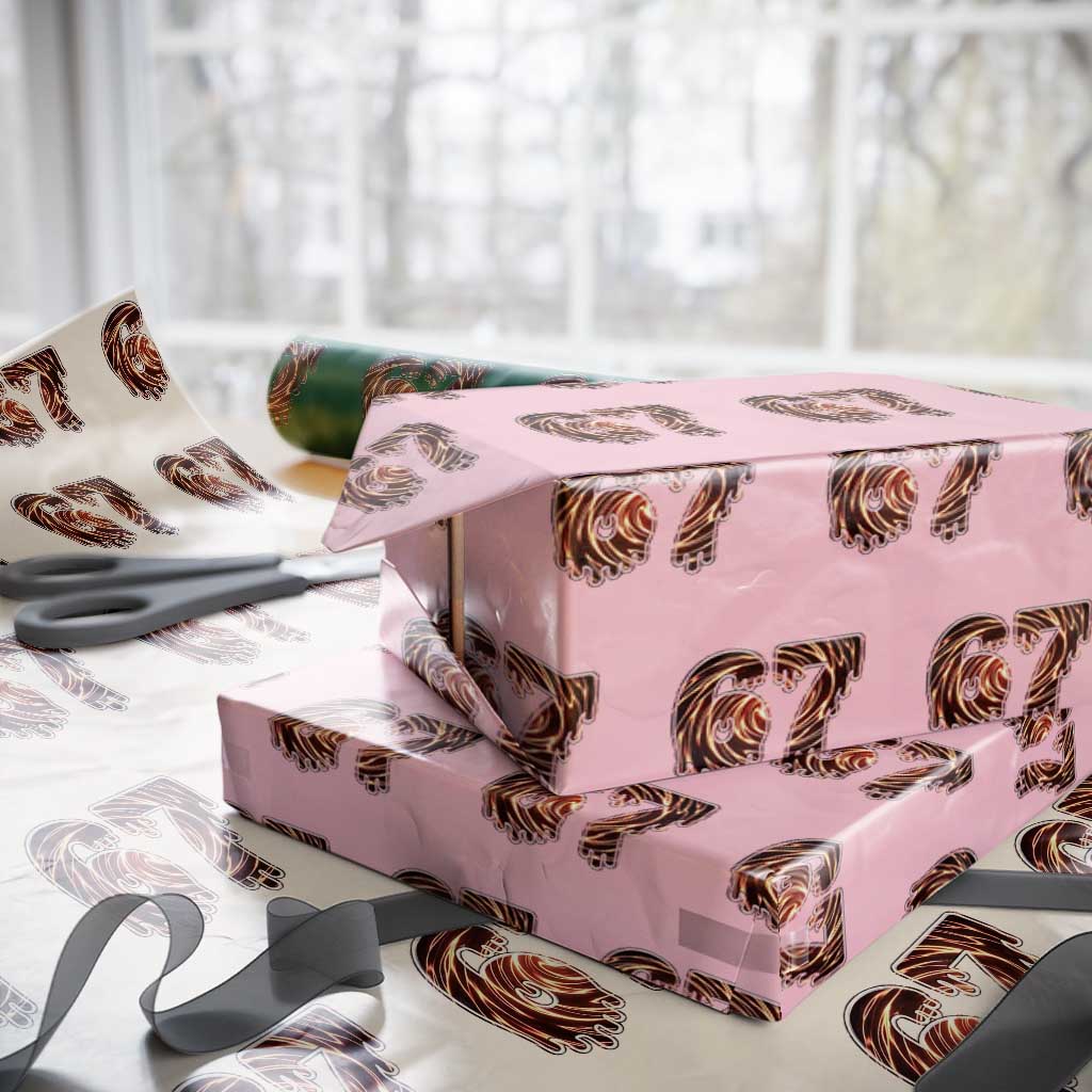 Fire Swirl Effect Printed Wrapping Paper Roll Six Seven Meme TS12 Light Pink Print Your Wear