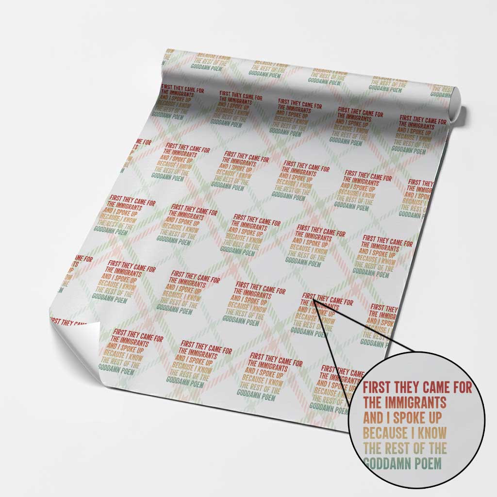 First They Came For The Immigrants Wrapping Paper Roll Retro Human Rights Protest TS10 Christmas Plaid Print Your Wear