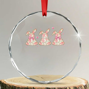 Floral Bunny Easter Crystal Glass Ornament Shabby Chic Rose Pattern TS12 Transparent Glass 3'' Circle Print Your Wear