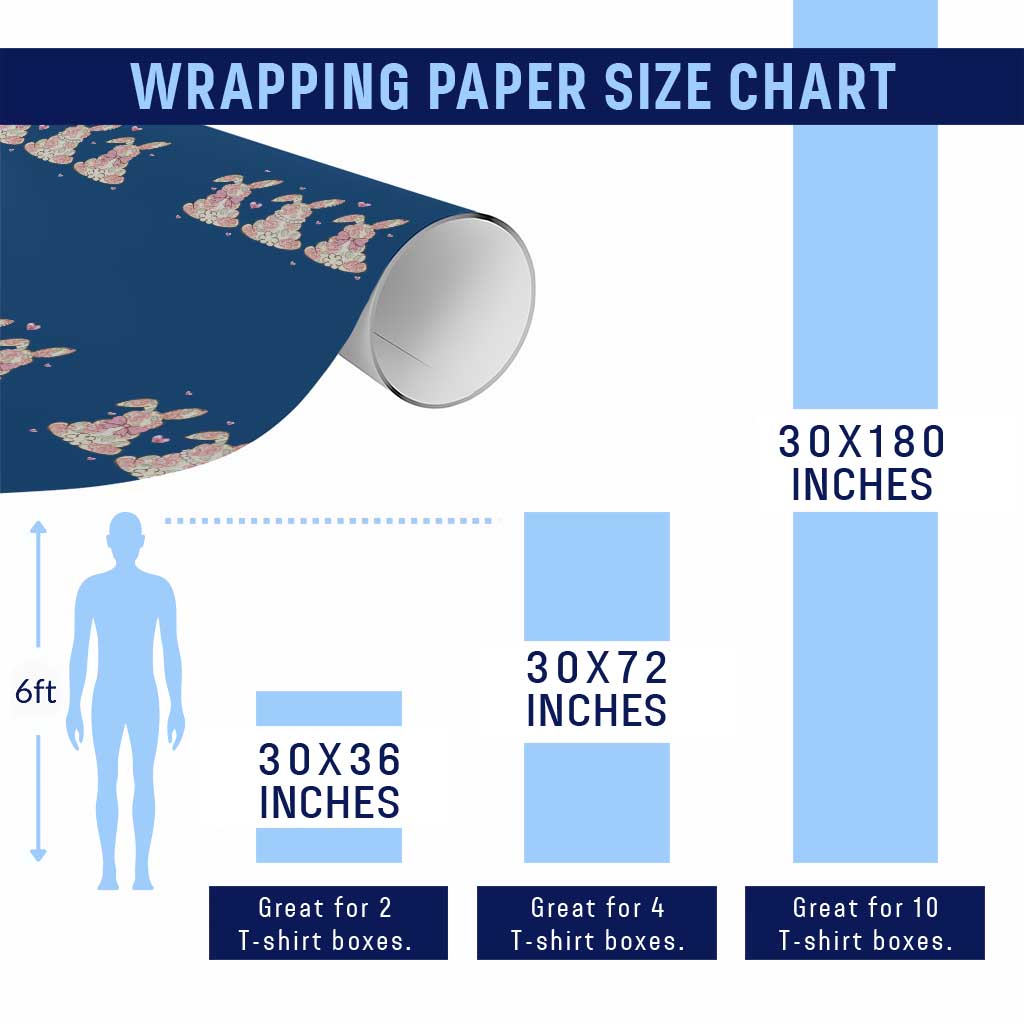 Floral Bunny Easter Wrapping Paper Roll Shabby Chic Rose Pattern TS12 Print Your Wear