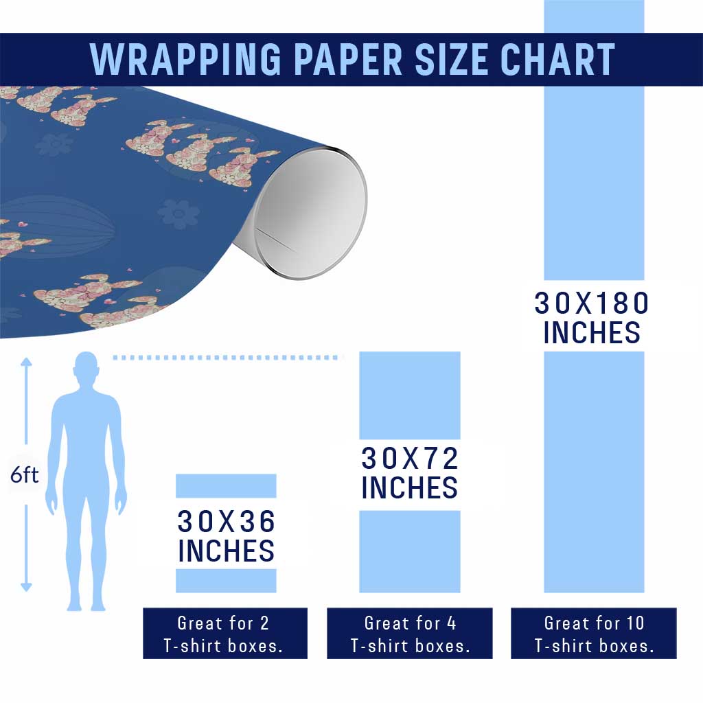 Floral Bunny Easter Wrapping Paper Roll Shabby Chic Rose Pattern TS12 Print Your Wear