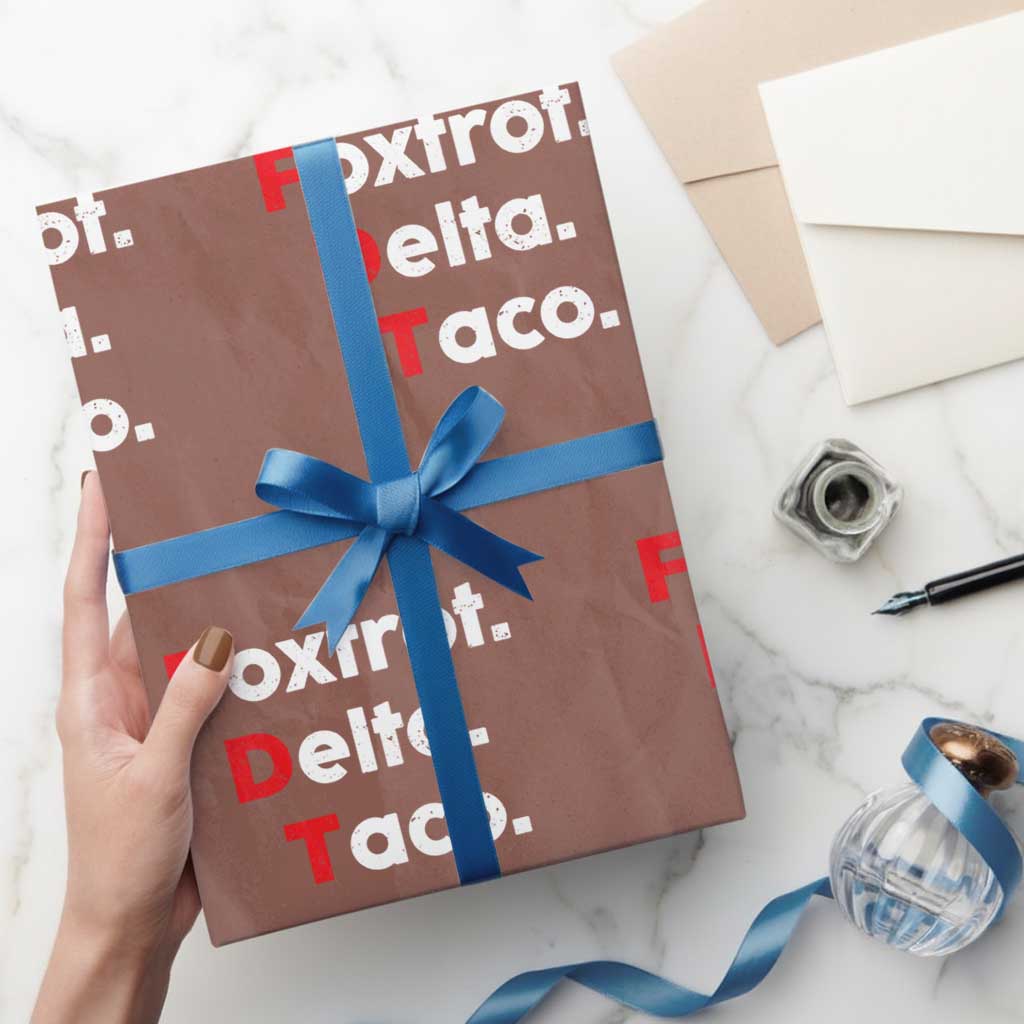 Foxtrot Delta Taco Wrapping Paper Roll Subtle FDT Resist TS10 Mocha Print Your Wear