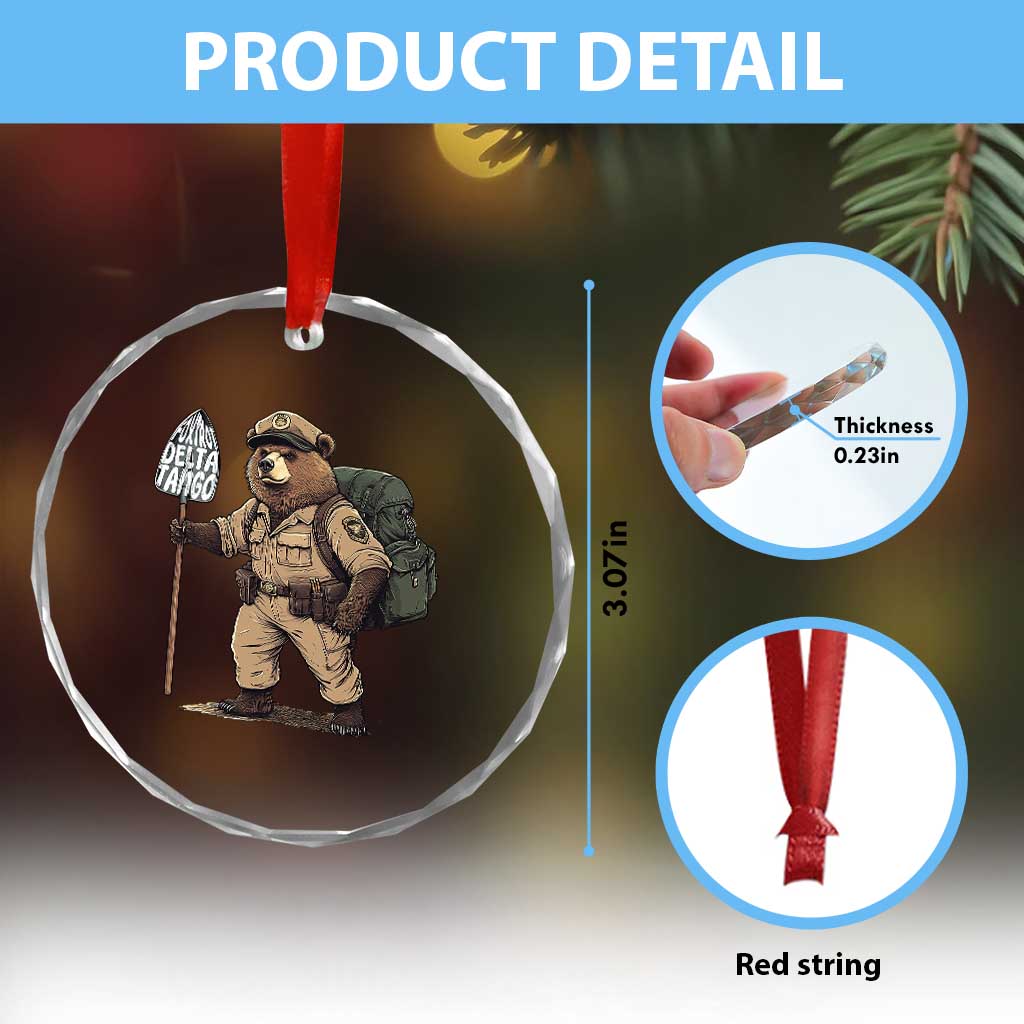 Foxtrot Delta Tango Resist Bear Crystal Glass Ornament TS02 Print Your Wear