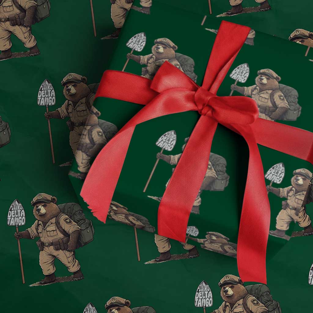 Foxtrot Delta Tango Resist Bear Wrapping Paper Roll TS02 Green Print Your Wear