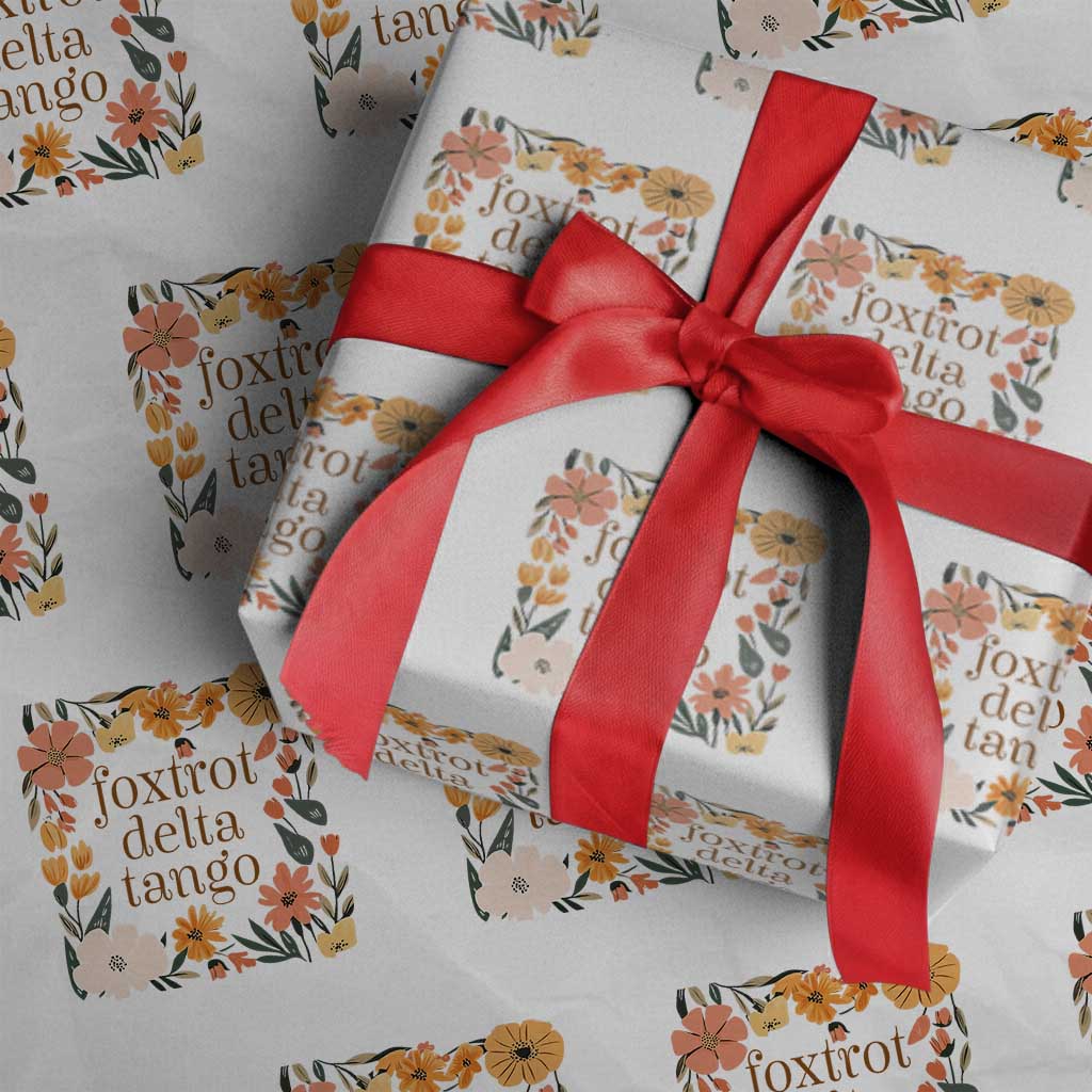 Foxtrots Deltas Tangos Boho Floral Wrapping Paper Roll Funny Offensive TS02 White Print Your Wear