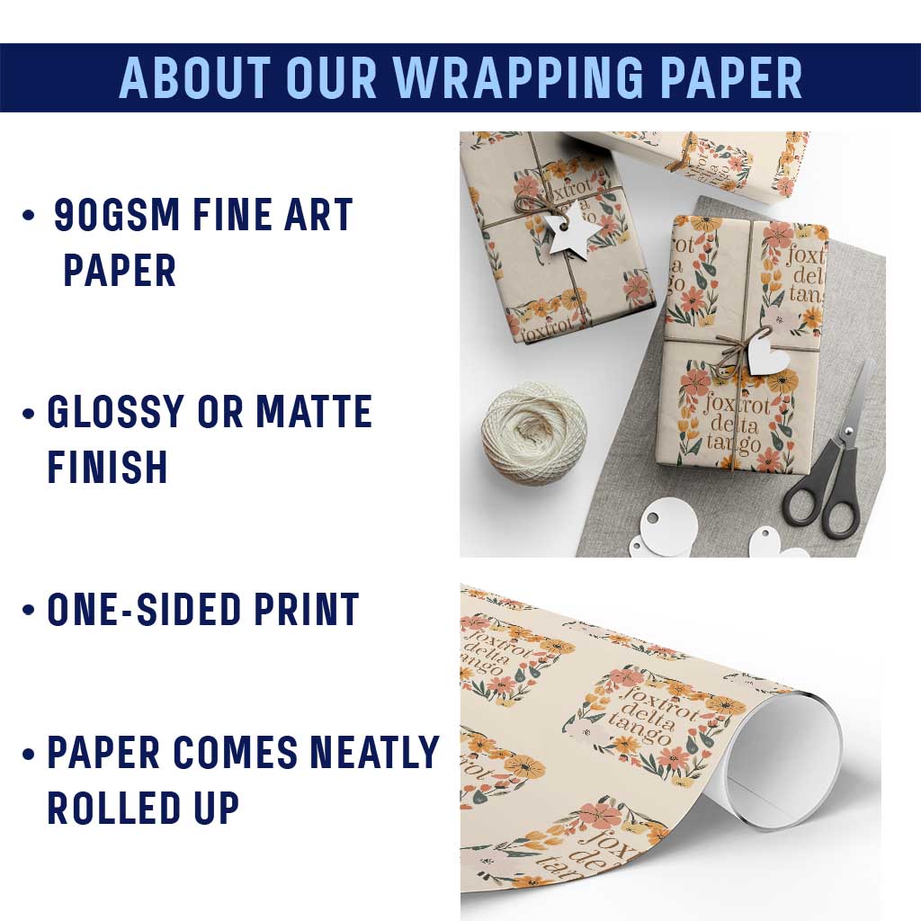 Foxtrots Deltas Tangos Boho Floral Wrapping Paper Roll Funny Offensive TS02 Print Your Wear