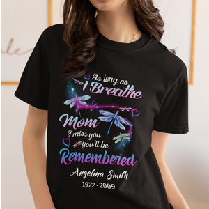 Personalized Memorial Mom Dragonfly T Shirt Sympathy Gift for Loss of Mother CTM02 Custom - Printyourwear