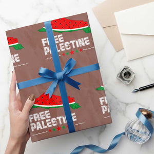Free Palestine Wrapping Paper Roll Watermelon Map TS10 Mocha Print Your Wear