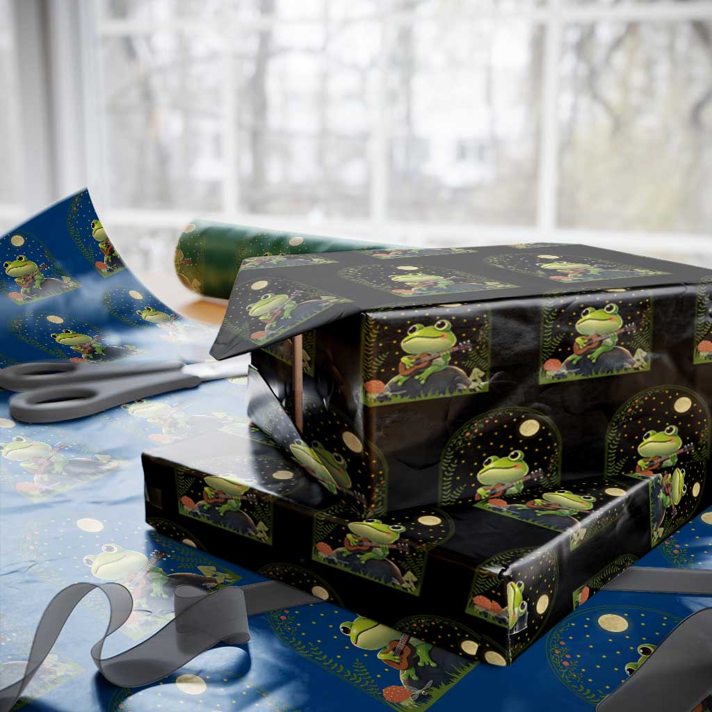 Frog Playing Guitar Wrapping Paper Roll Gift for Musicians TS12 Black Print Your Wear