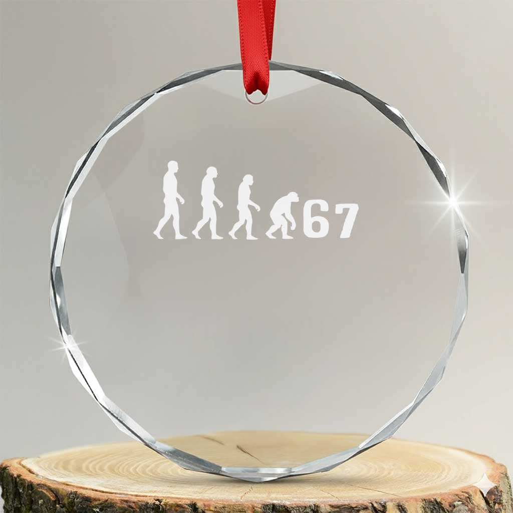 Funny 67 Reverse Evolution Crystal Glass Ornament Sarcastic Six Seven Meme TS02 Transparent Glass 3'' Circle Print Your Wear