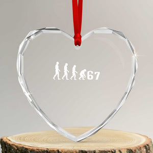 Funny 67 Reverse Evolution Heart Crystal Glass Ornament Sarcastic Six Seven Meme TS02 Transparent Glass 3'' Heart Print Your Wear
