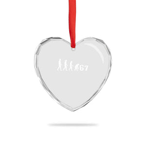 Funny 67 Reverse Evolution Heart Crystal Glass Ornament Sarcastic Six Seven Meme TS02 Print Your Wear