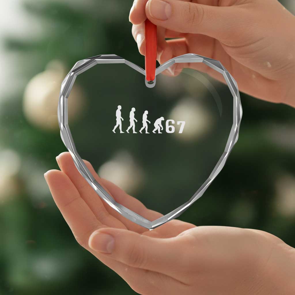 Funny 67 Reverse Evolution Heart Crystal Glass Ornament Sarcastic Six Seven Meme TS02 Print Your Wear