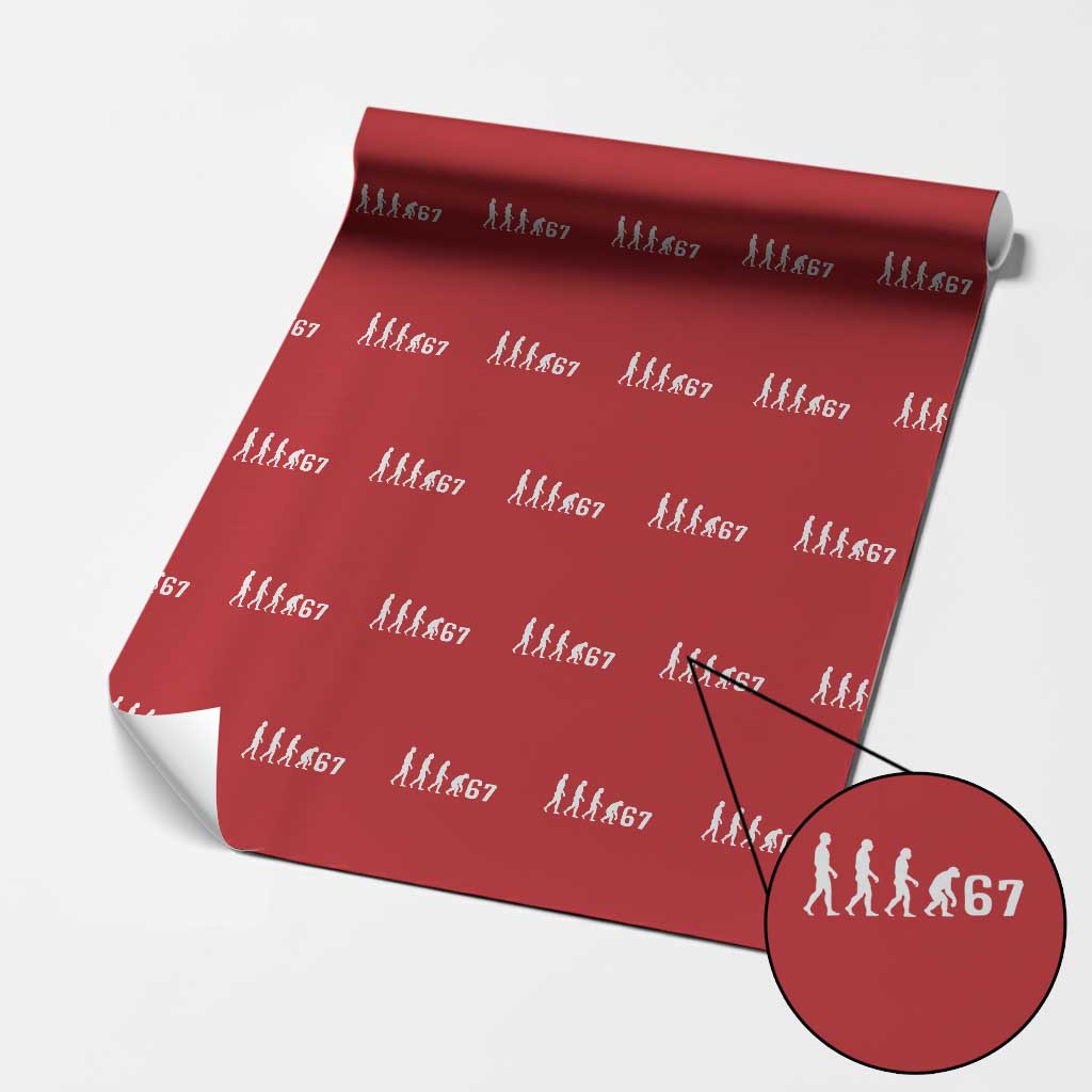 Funny 67 Reverse Evolution Wrapping Paper Roll Sarcastic Six Seven Meme TS02 Red Print Your Wear