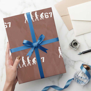 Funny 67 Reverse Evolution Wrapping Paper Roll Sarcastic Six Seven Meme TS02 Mocha Print Your Wear
