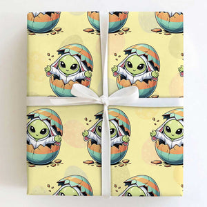 Funny Alien Bunny Ears Easter Wrapping Paper Roll Extraterrestrial Gift TS12 Light Yellow Print Your Wear