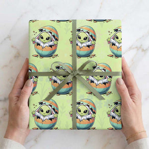 Funny Alien Bunny Ears Easter Wrapping Paper Roll Extraterrestrial Gift TS12 Lime Print Your Wear
