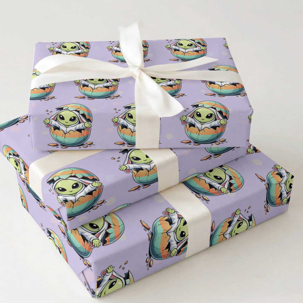 Funny Alien Bunny Ears Easter Wrapping Paper Roll Extraterrestrial Gift TS12 Violet Print Your Wear