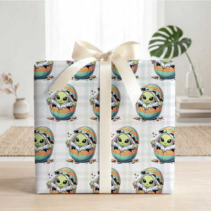 Funny Alien Bunny Ears Easter Wrapping Paper Roll Extraterrestrial Gift TS12 White Plaid Print Your Wear