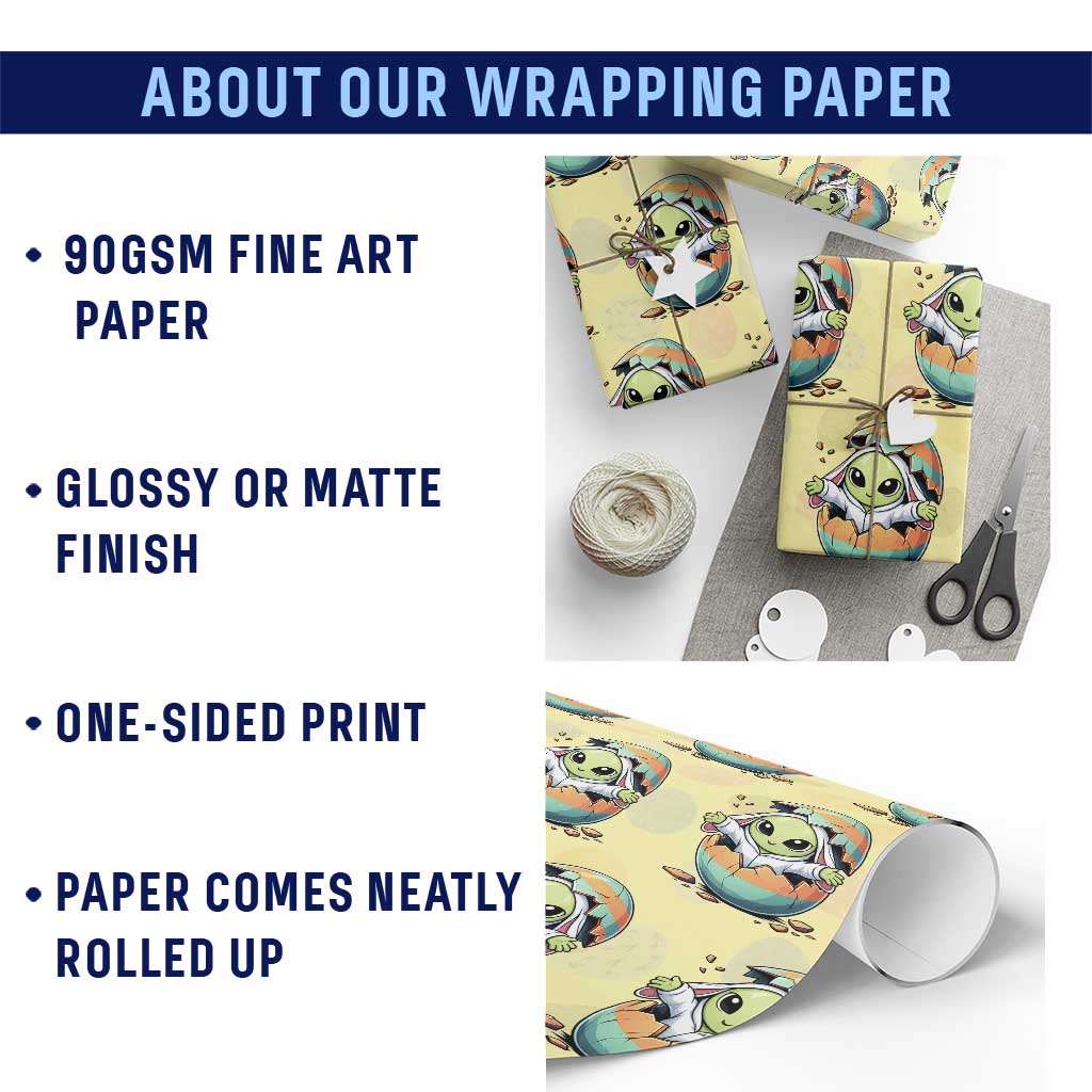 Funny Alien Bunny Ears Easter Wrapping Paper Roll Extraterrestrial Gift TS12 Print Your Wear