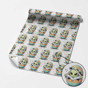 Funny Alien Bunny Ears Easter Wrapping Paper Roll Extraterrestrial Gift TS12 Christmas Plaid Print Your Wear