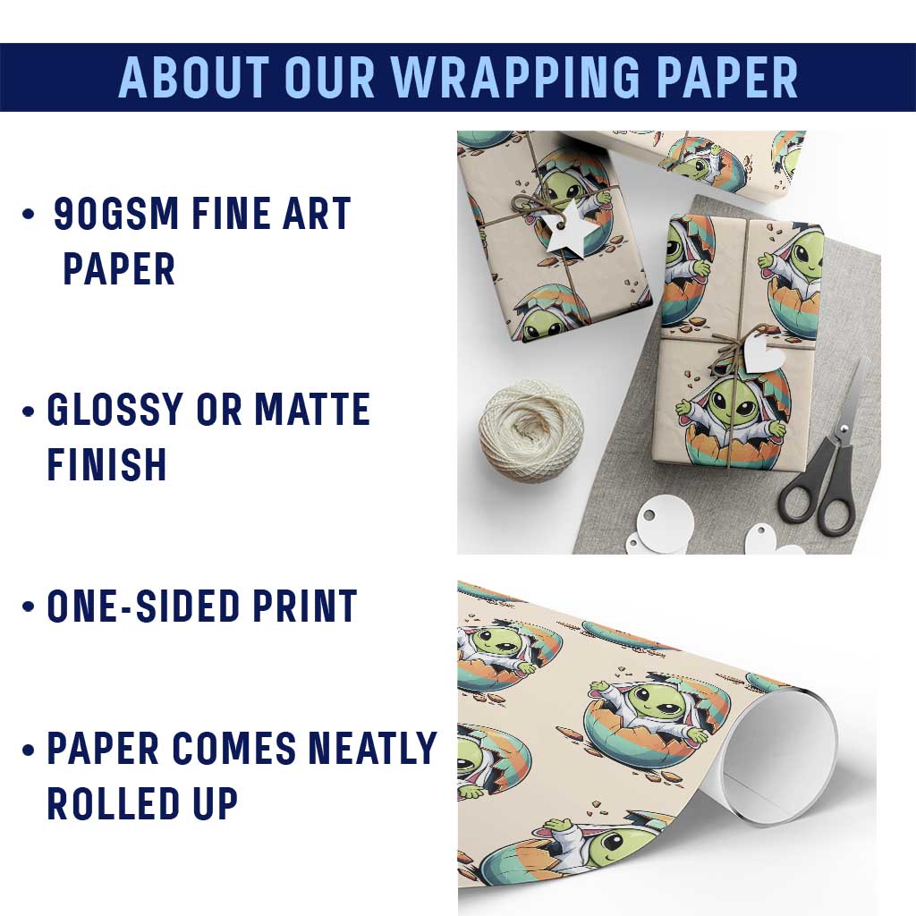 Funny Alien Bunny Ears Easter Wrapping Paper Roll Extraterrestrial Gift TS12 Print Your Wear