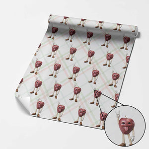 Funny Apple With Face Wapple Meme Wrapping Paper Roll TS12 Christmas Plaid Print Your Wear