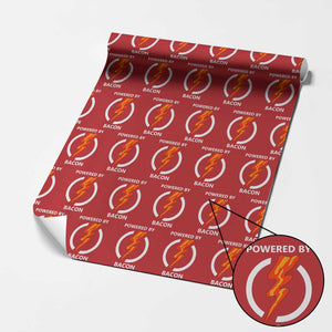 Funny Bacon Lover Wrapping Paper Roll Powered By Bacon Cured Pork Master TS02 Red Print Your Wear