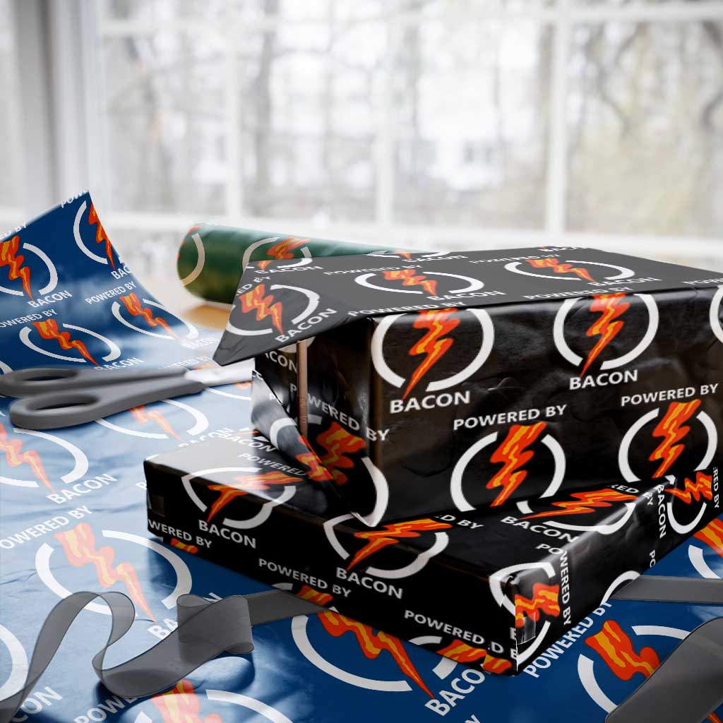 Funny Bacon Lover Wrapping Paper Roll Powered By Bacon Cured Pork Master TS02 Black Print Your Wear