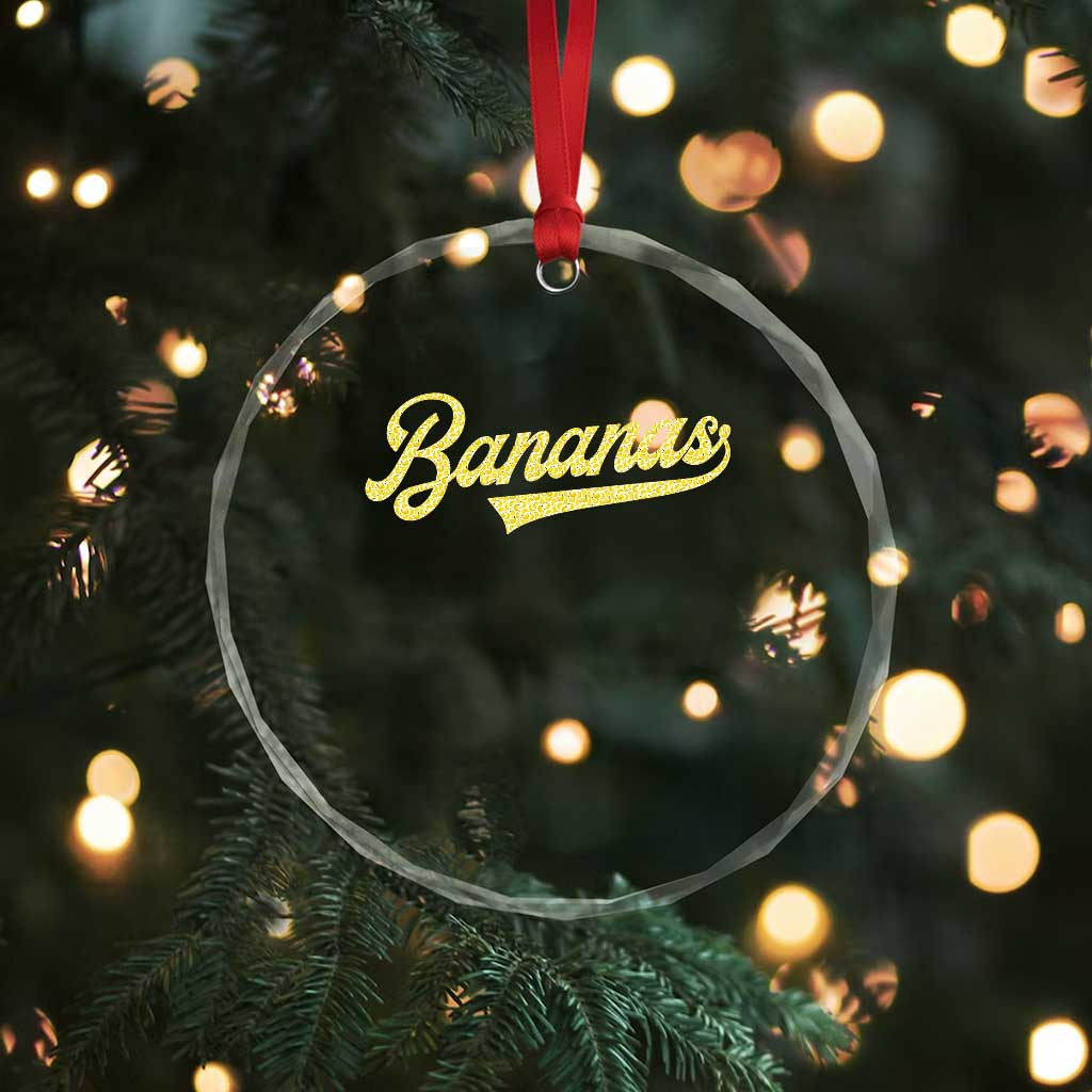 Funny Banana Pattern Typography Crystal Glass Ornament Retro Throwback Fruit Lover TS12 Print Your Wear