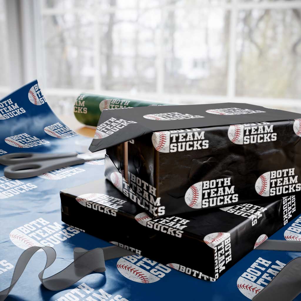 Funny Baseball Wrapping Paper Roll Both Teams Sucks Meme TS10 Black Print Your Wear