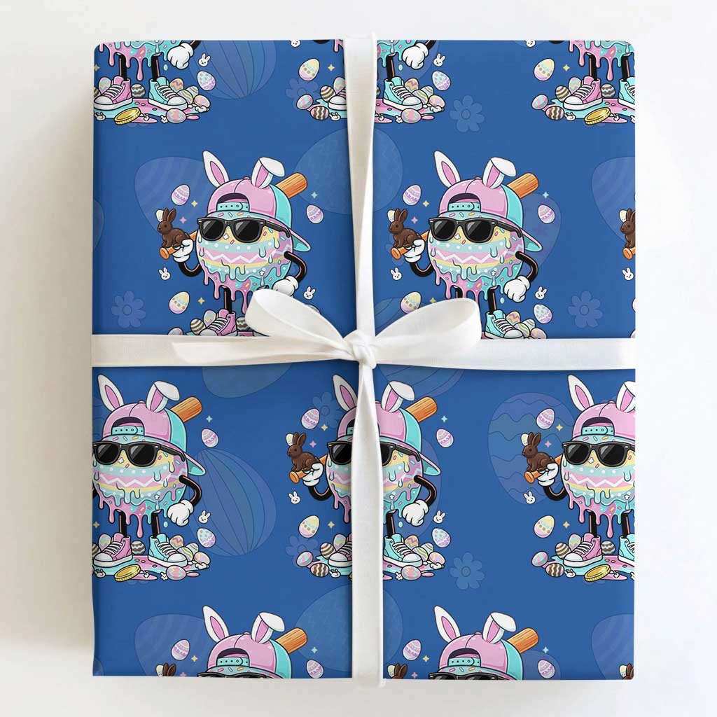 Funny Baseball Easter Wrapping Paper Roll Drip Ice Cream Bunny Easter TS14 Royal Blue Print Your Wear