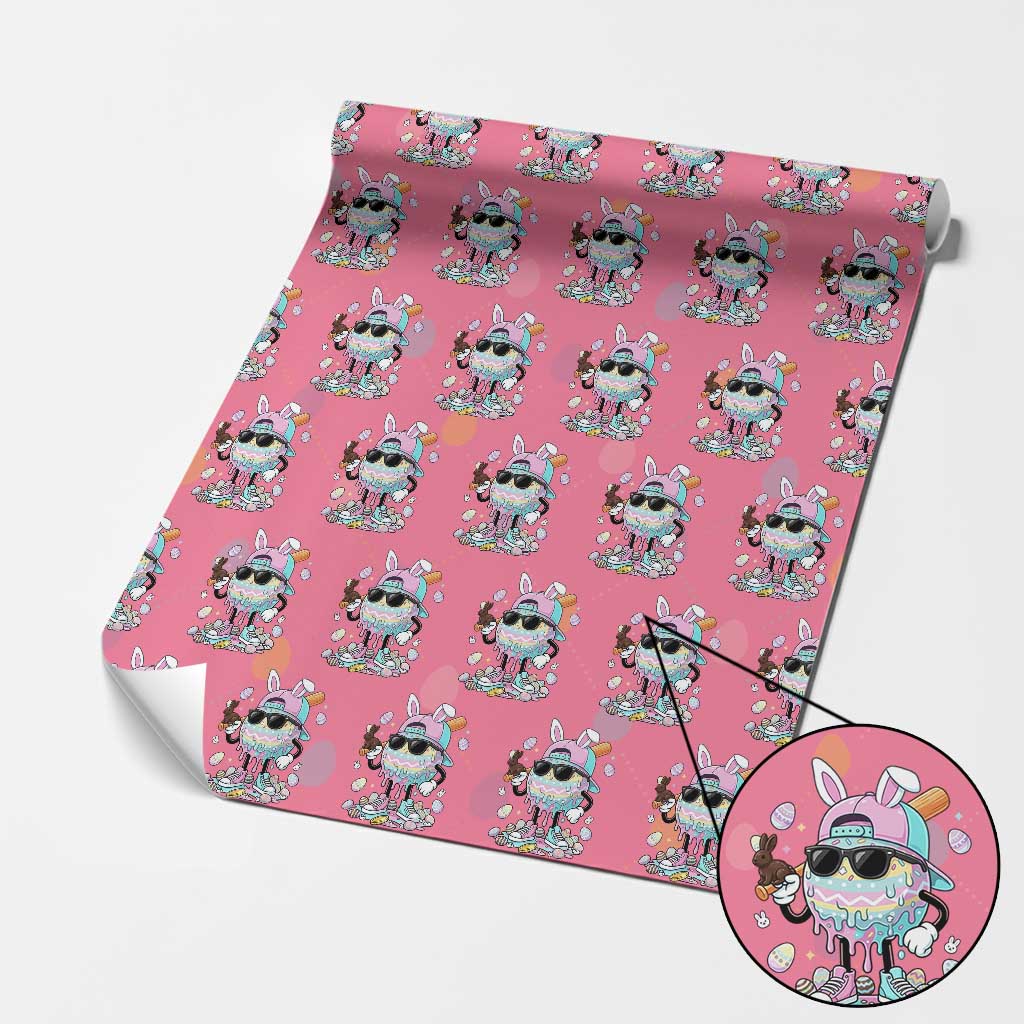 Funny Baseball Easter Wrapping Paper Roll Drip Ice Cream Bunny Easter TS14 Pink Print Your Wear