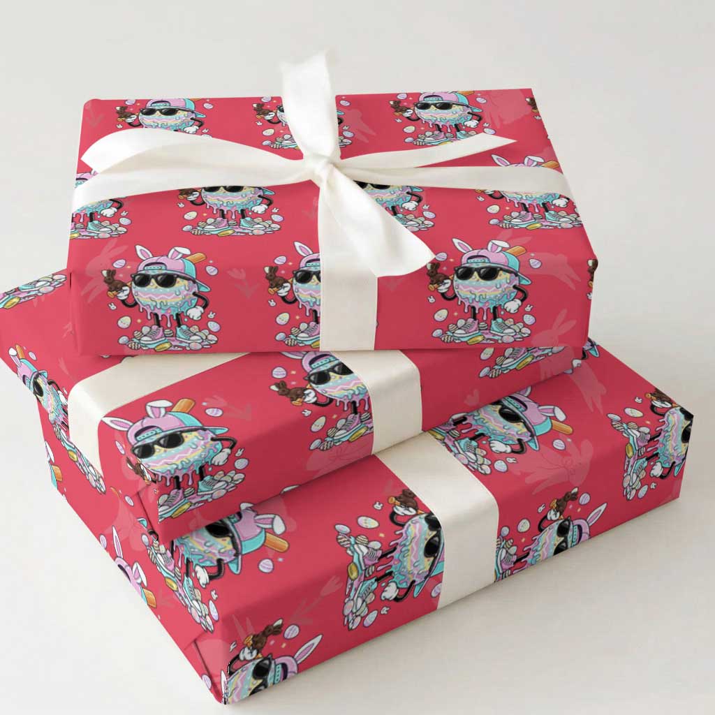 Funny Baseball Easter Wrapping Paper Roll Drip Ice Cream Bunny Easter TS14 Red Print Your Wear