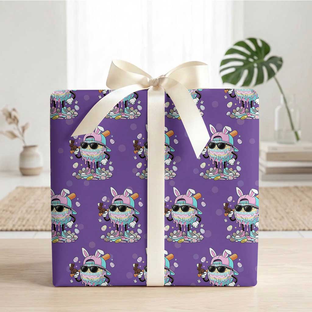 Funny Baseball Easter Wrapping Paper Roll Drip Ice Cream Bunny Easter TS14 Purple Print Your Wear