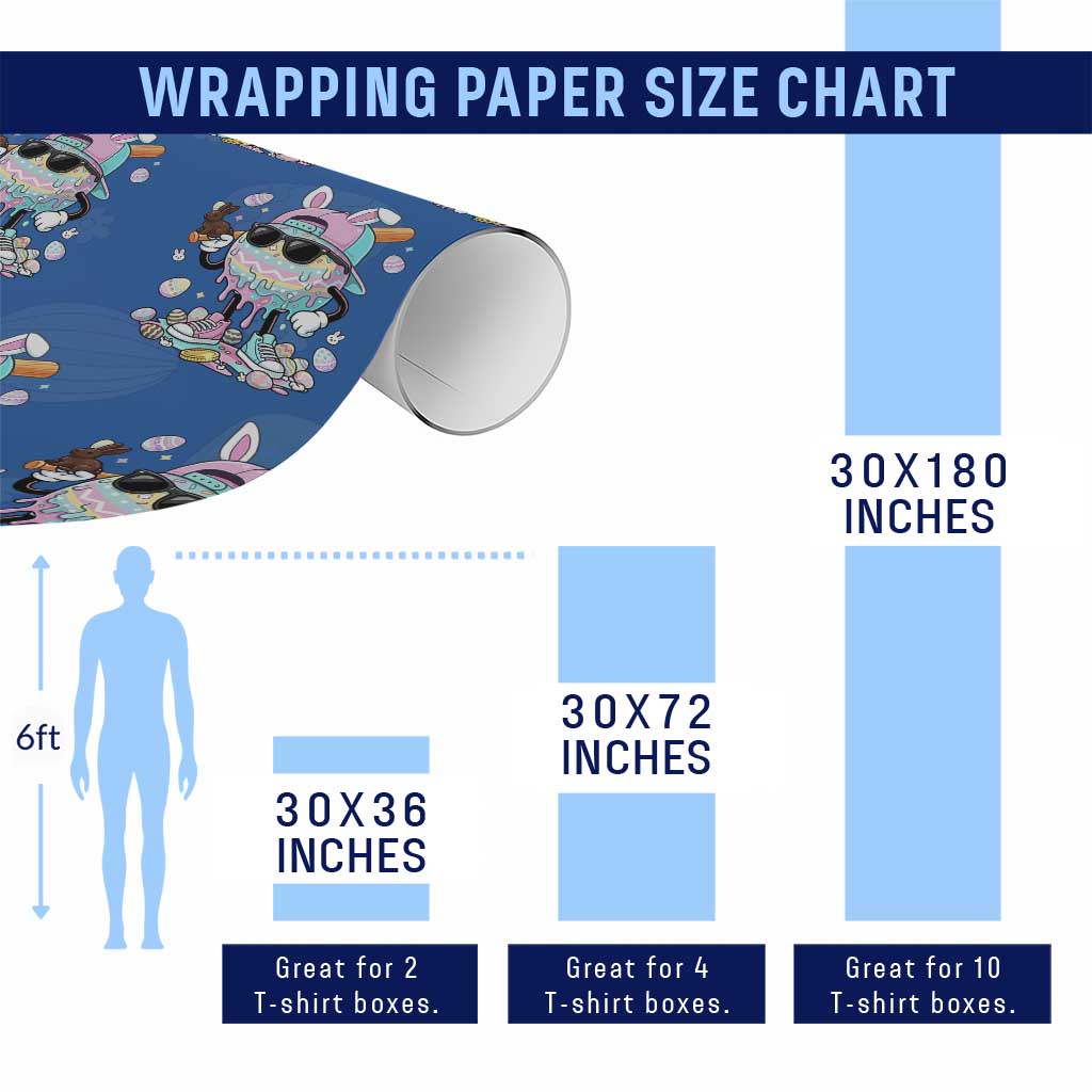 Funny Baseball Easter Wrapping Paper Roll Drip Ice Cream Bunny Easter TS14 Print Your Wear