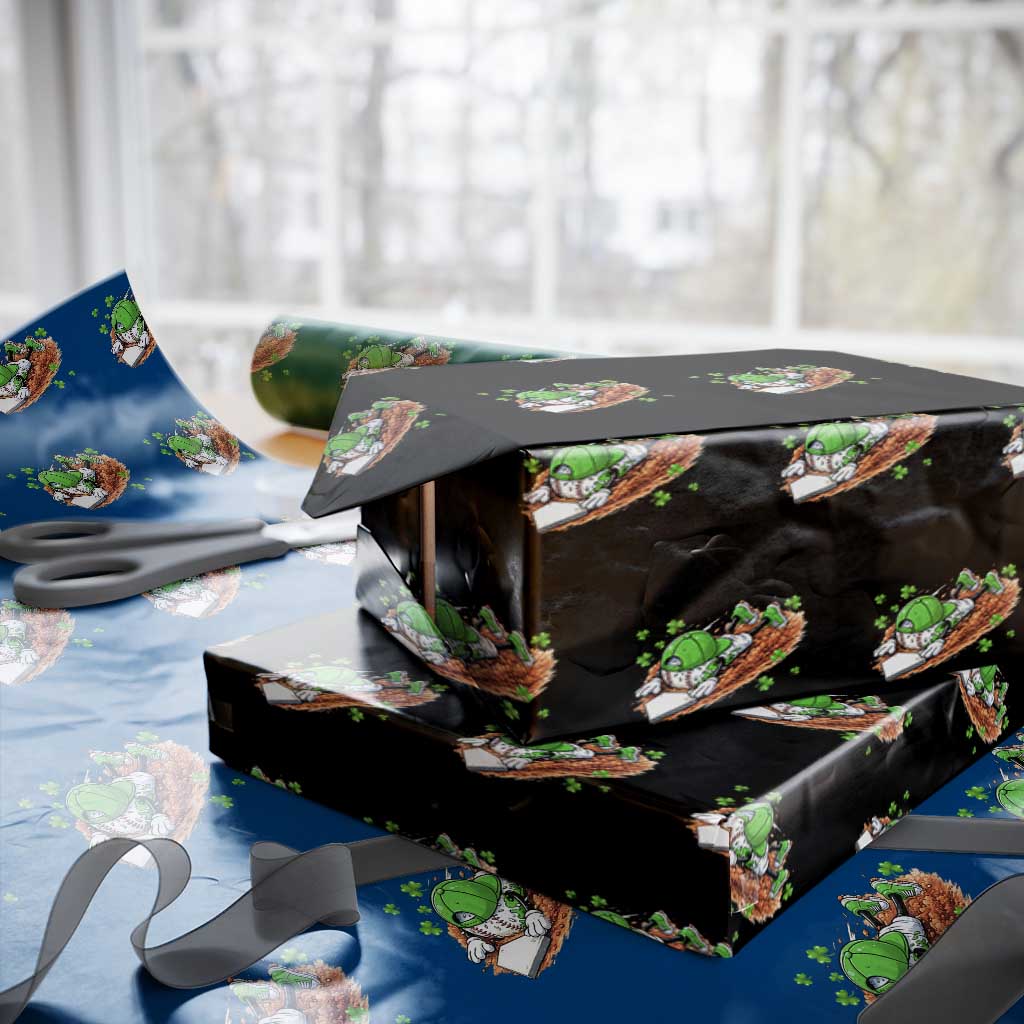 Funny Baseball St Patricks Day Home Plate Drip Wrapping Paper Roll TS11 Black Print Your Wear