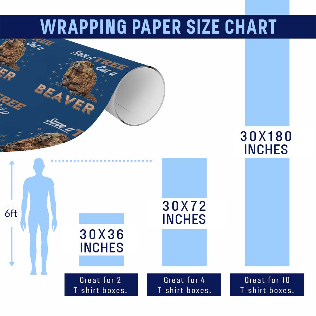 Funny Beaver Wrapping Paper Roll Save A Tree Eat A Beaver TS02 Print Your Wear